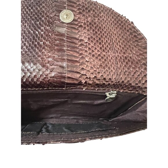 Authentic Snakeskin Clutch Brown NWOT Handbag Purse - Picture 6 of 6